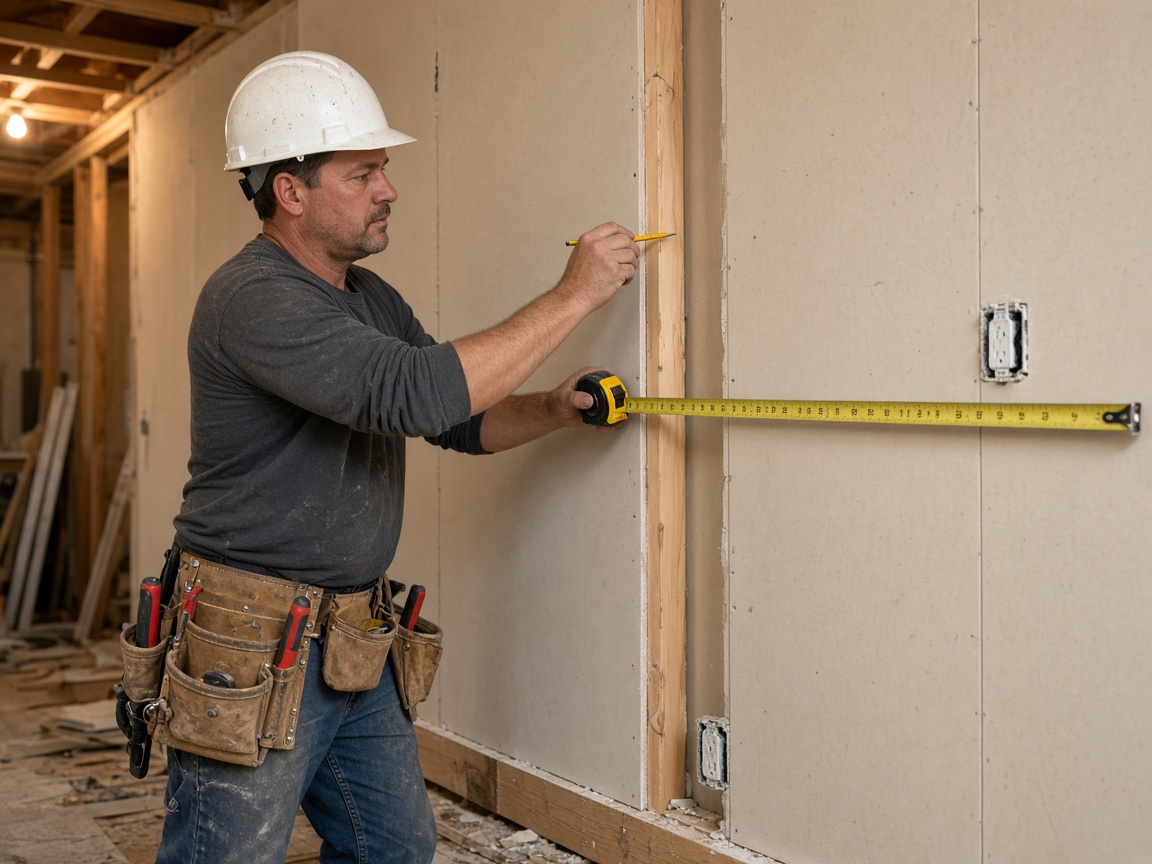Crew member measuring on a remodel site